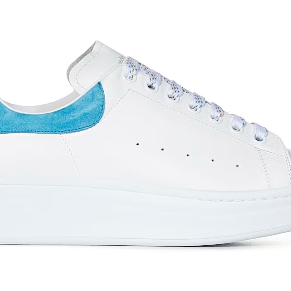 Alexander McQueen Oversized White Lapis Blue Suede men shoes